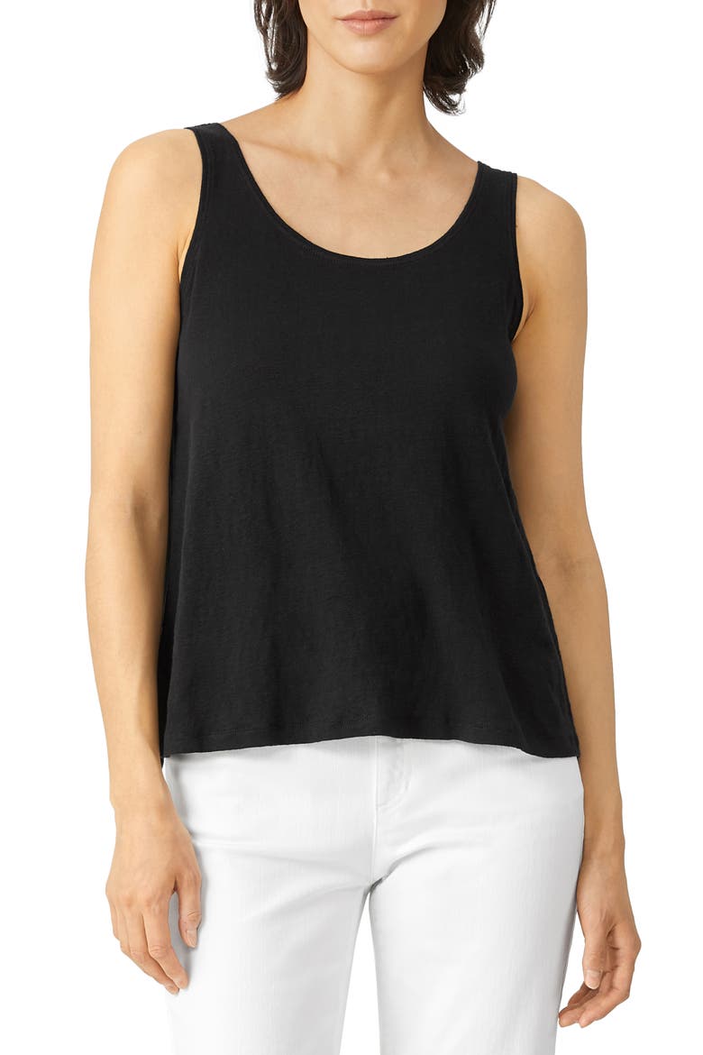 Organic Linen Tank, Main, color, BLACK