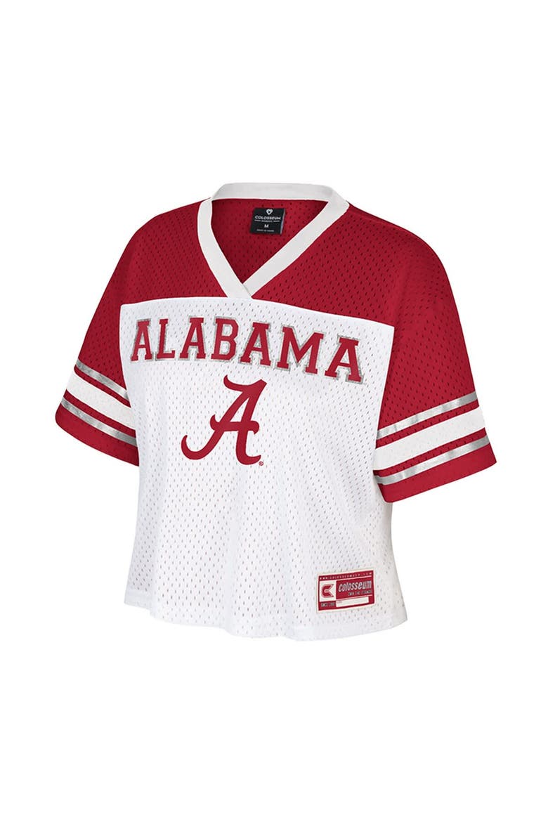 Women's Colosseum  White Alabama Crimson Tide Treasure Cropped Football Jersey, Alternate, color, White