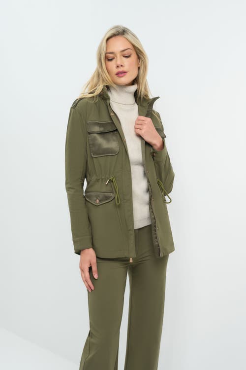Anatomie Courtney Mid Weight And Satin Oversized Utility Jacket In Green