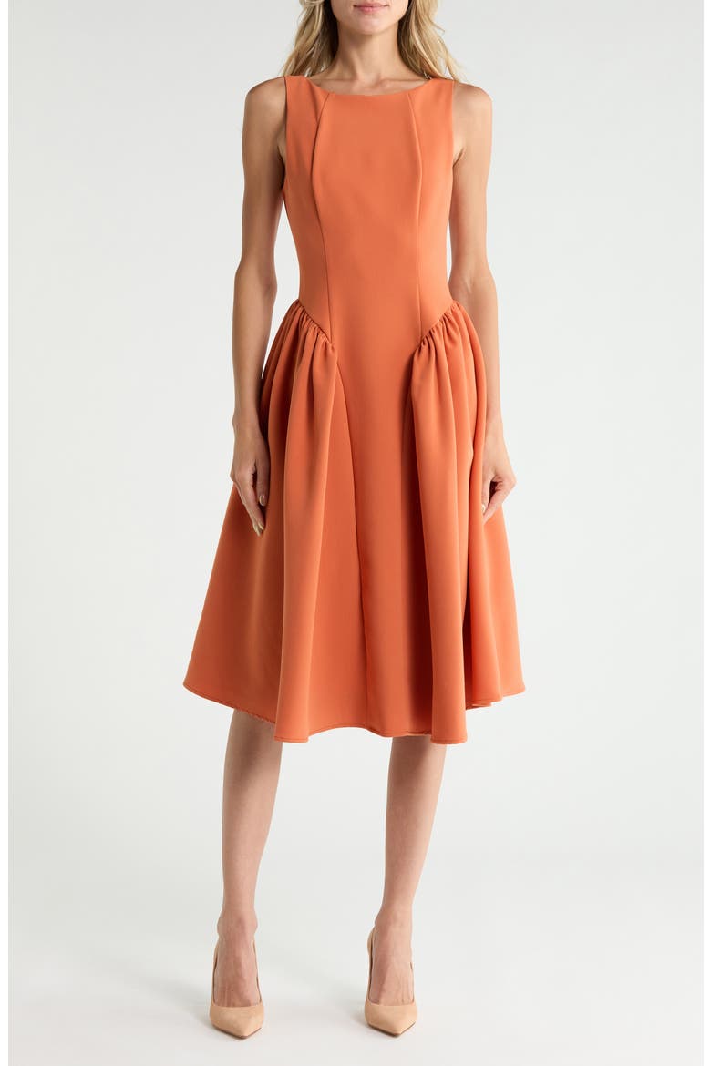 Drop Waist Midi Dress, Main, color, RED CLAY