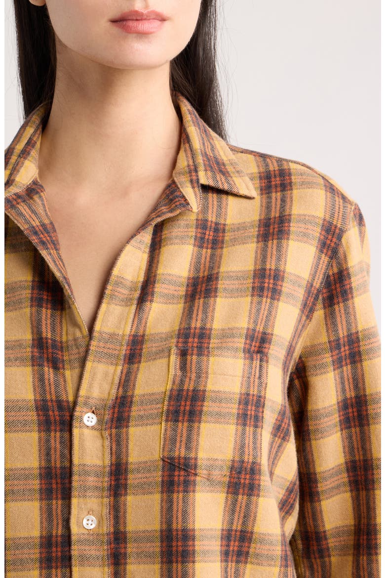 Eileen Relaxed Cotton Flannel Button-Up Shirt, Alternate, color, GOLD BROWN BLACK PLAID