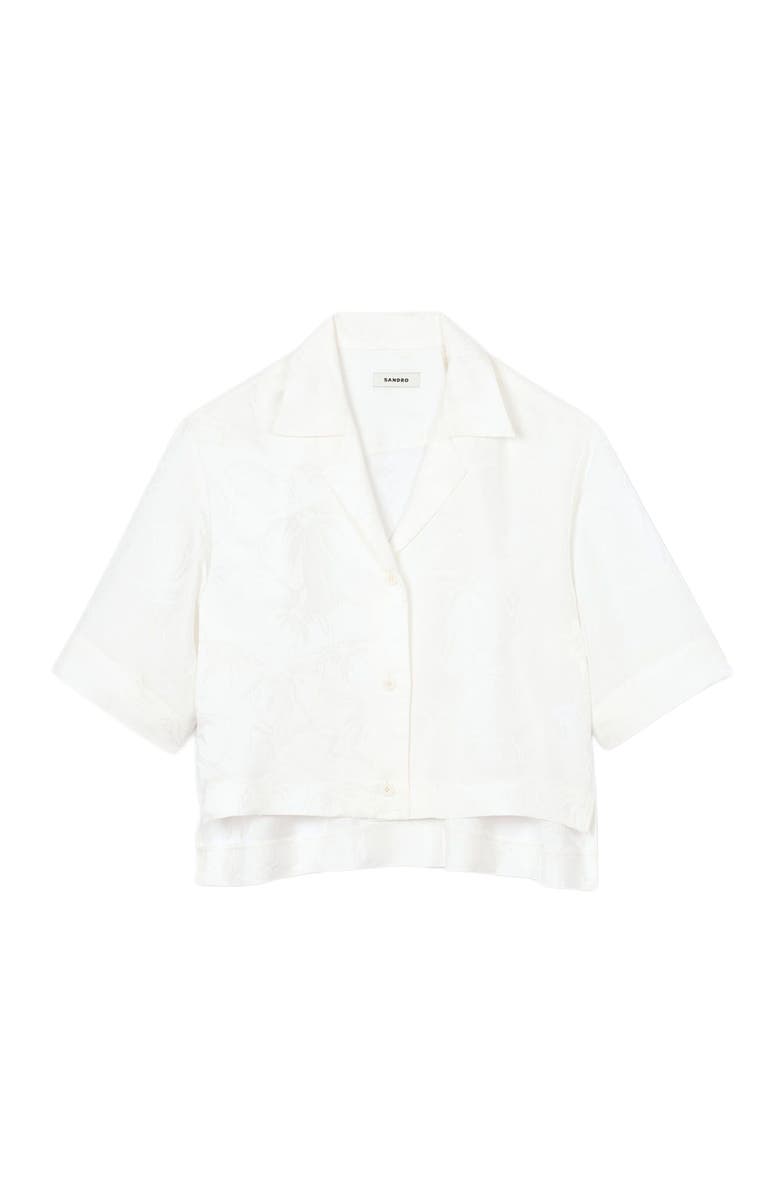 SANDRO Cropped shirt with jacquard flowers, Alternate, color, 