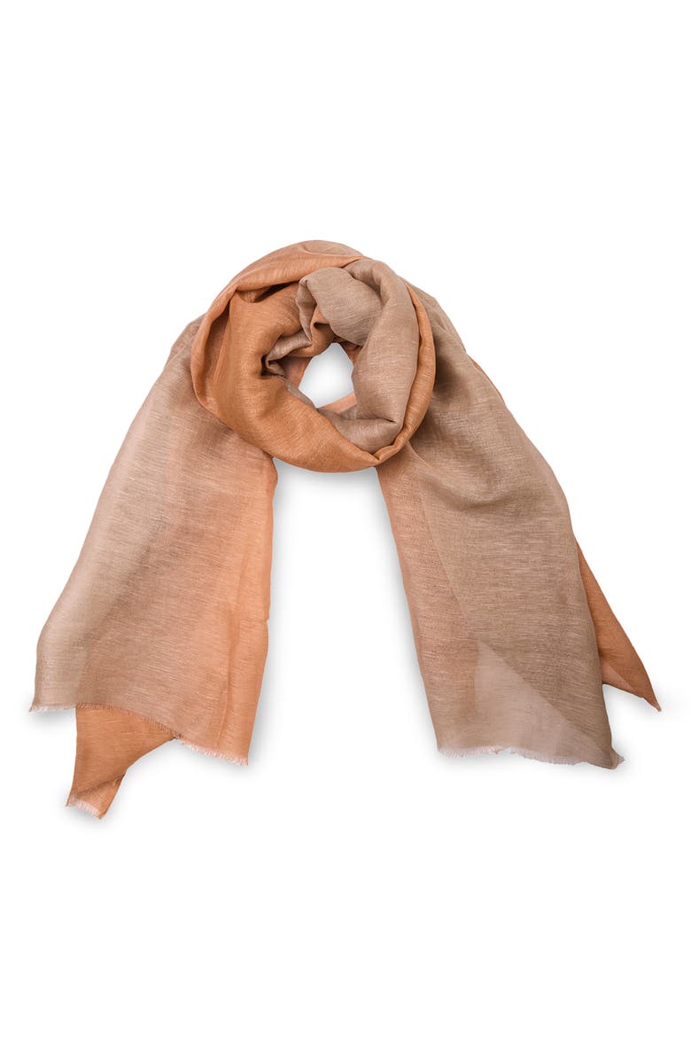 SAACHI Two-Tone Linen Scarf, Main, color, Taupe