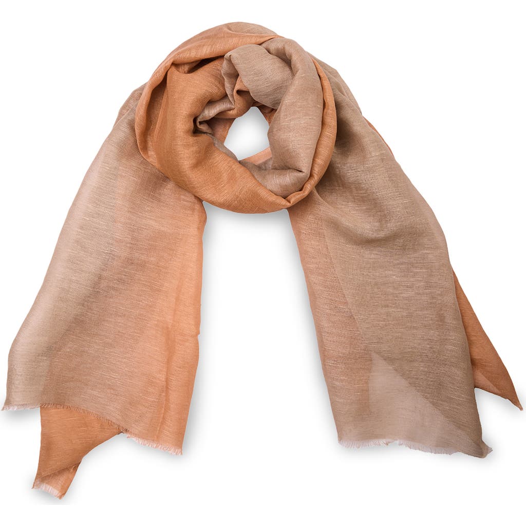 Saachi Two-tone Linen Scarf In Brown