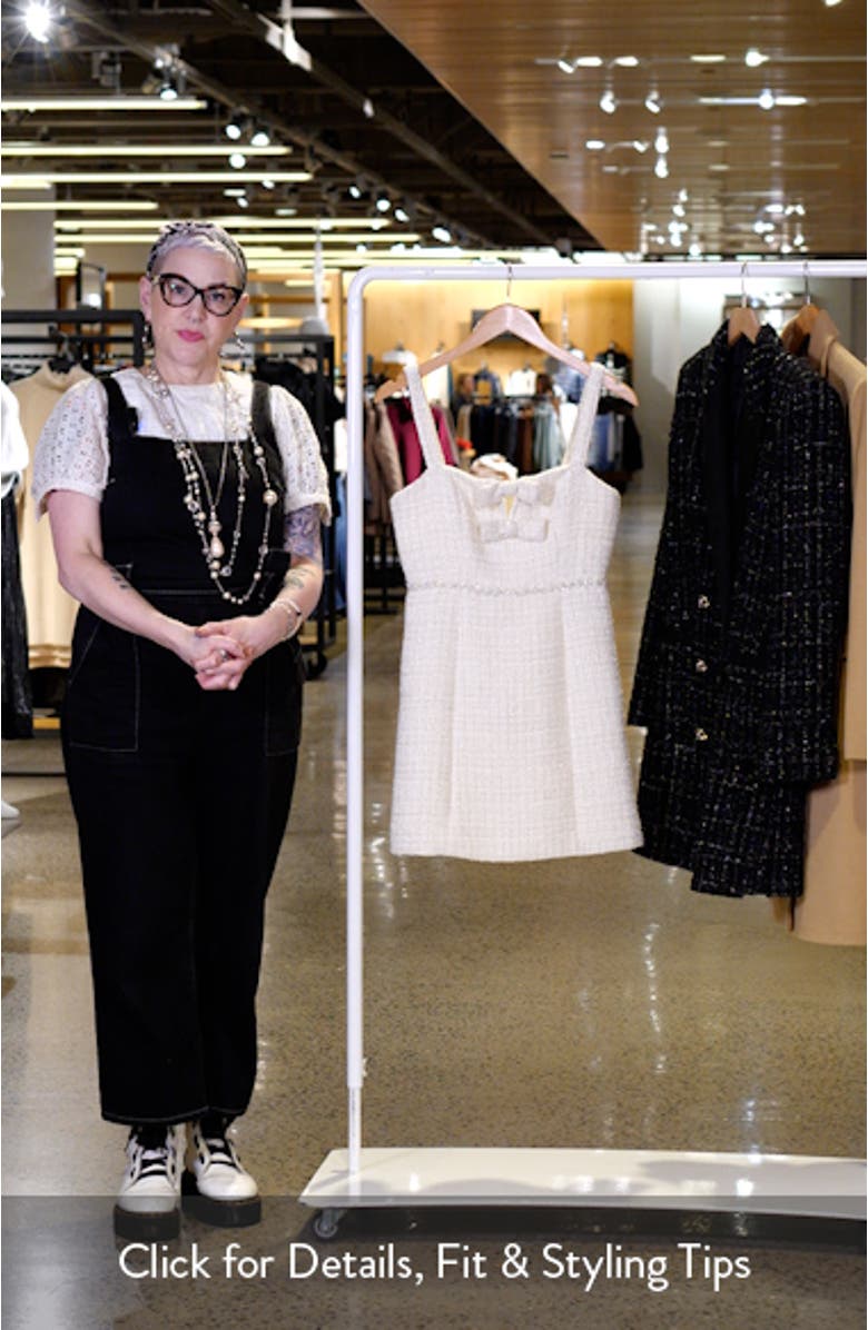 Esta Faux Pearl Detail Tweed Cocktail Minidress, sales video thumbnail