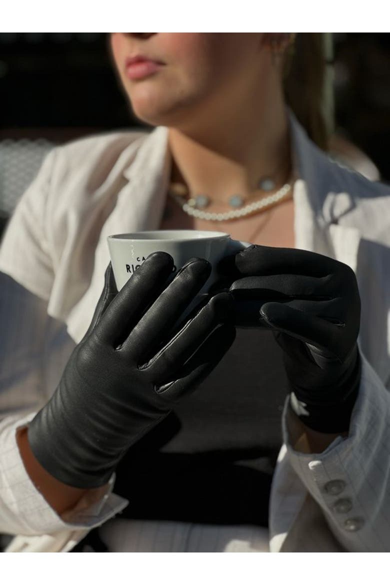 Ines Cashmere Lined Lambskin Gloves, Alternate, color, Tnoir