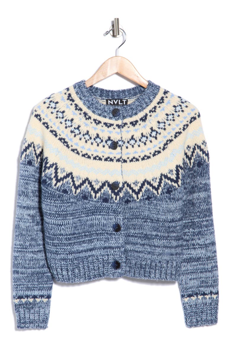 Fair Isle Cardigan, Main, color, BLUE MULTI