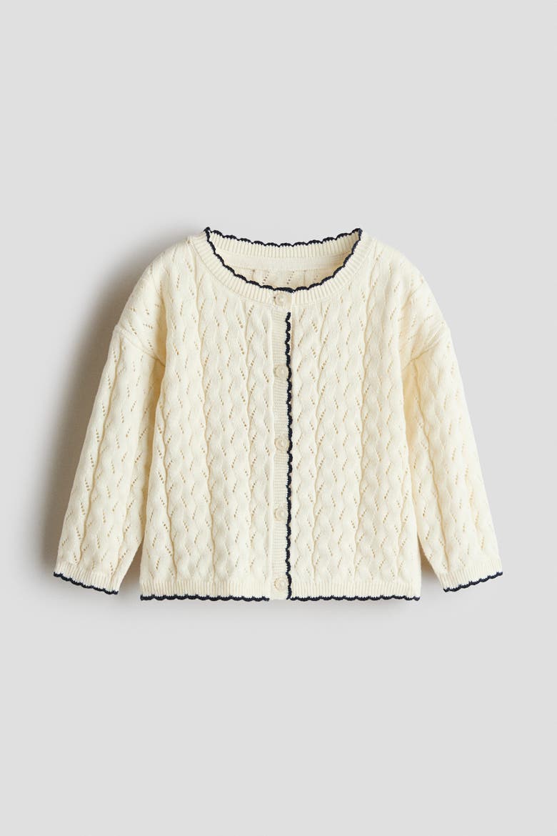 Pointelle-knit Cardigan, Main, color, Cream