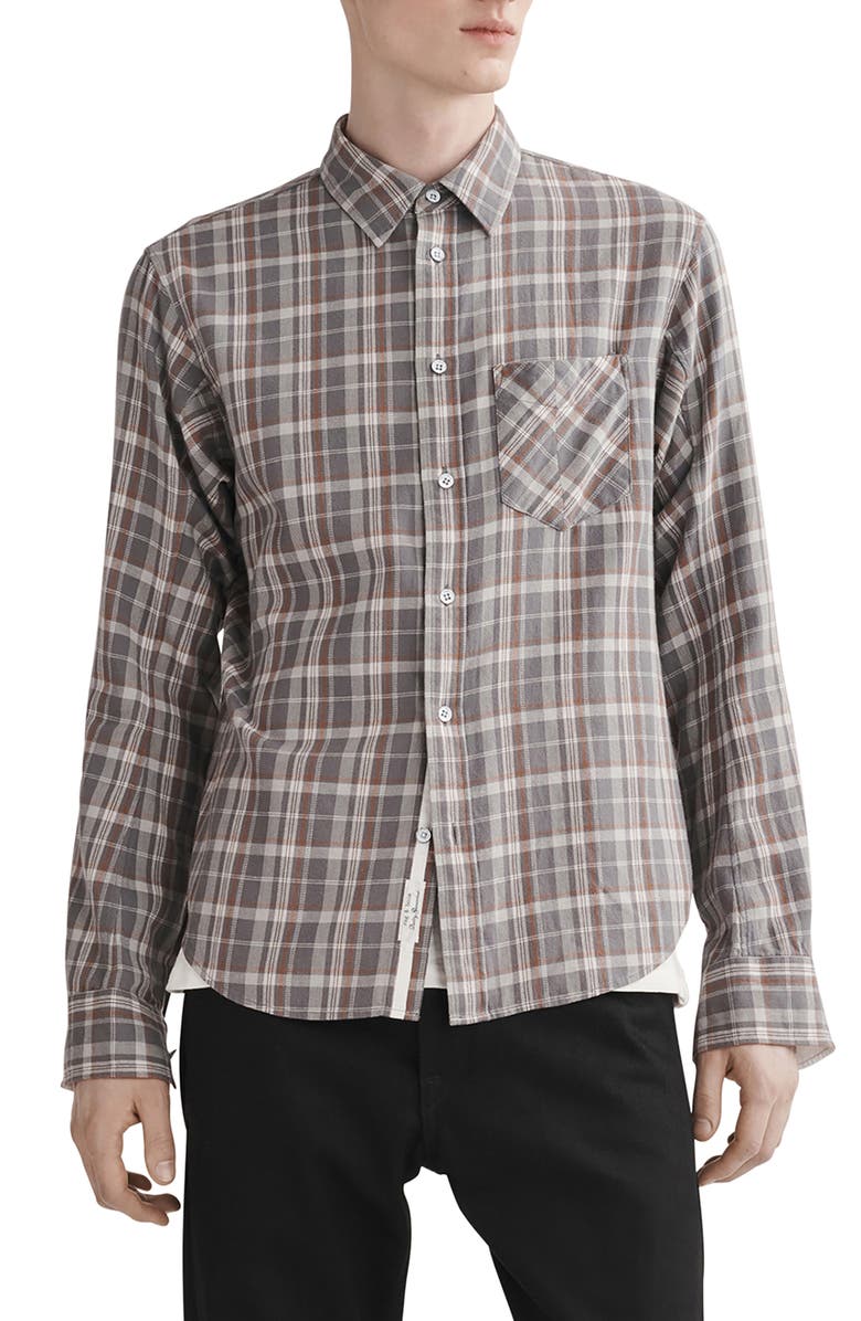 rag & bone Fit 2 Plaid Cotton Button-Up Shirt, Main, color, Stnpld
