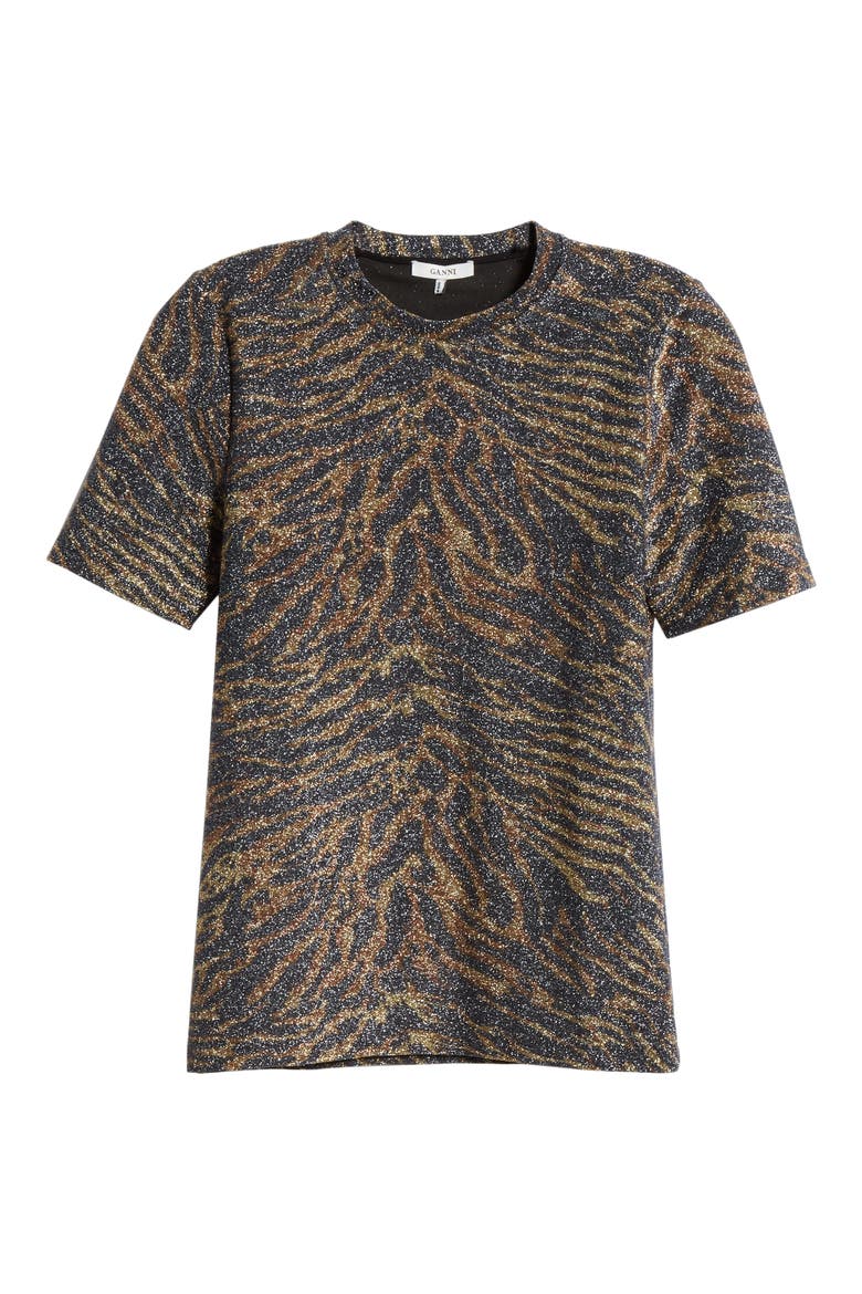 Tiger Print Metallic Jersey Tee, Alternate, color, TIGER