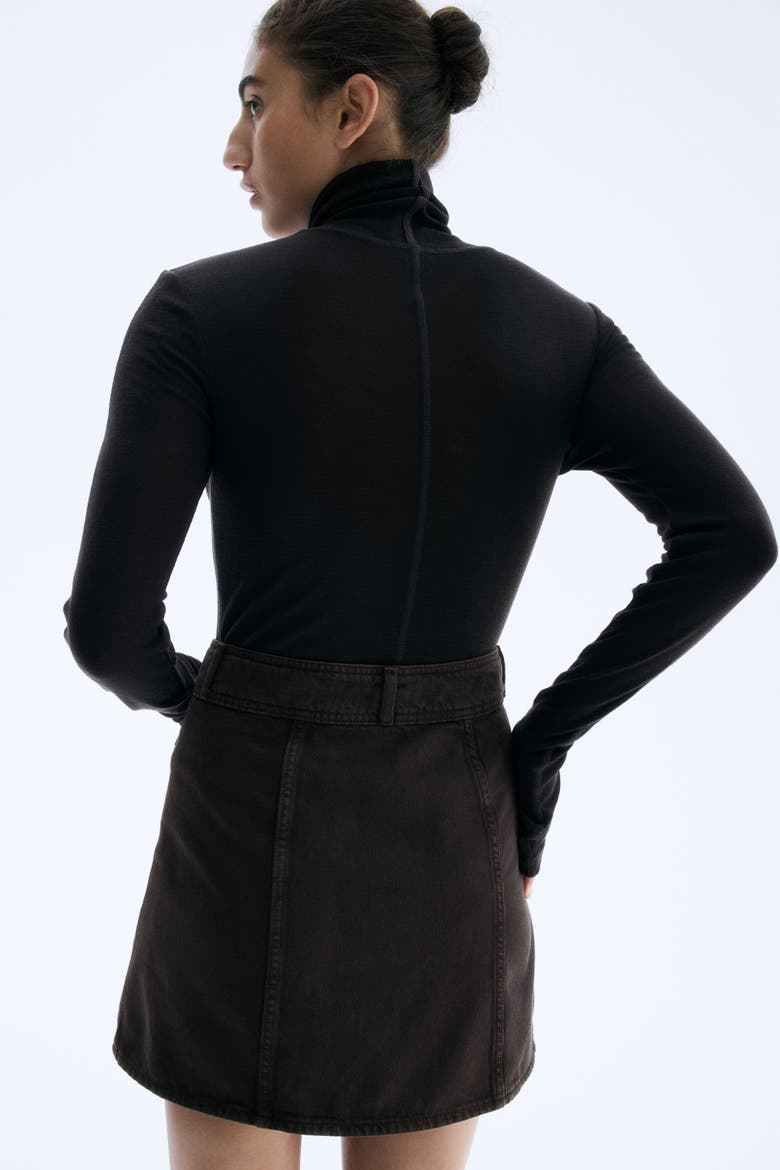 A-line Denim Mini Skirt, Alternate, color, Dark brown