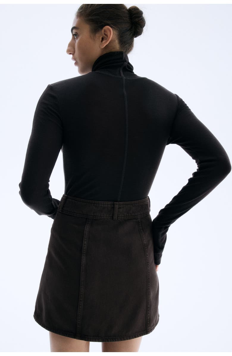 H&M A-line Denim Mini Skirt, Alternate, color, Dark Brown