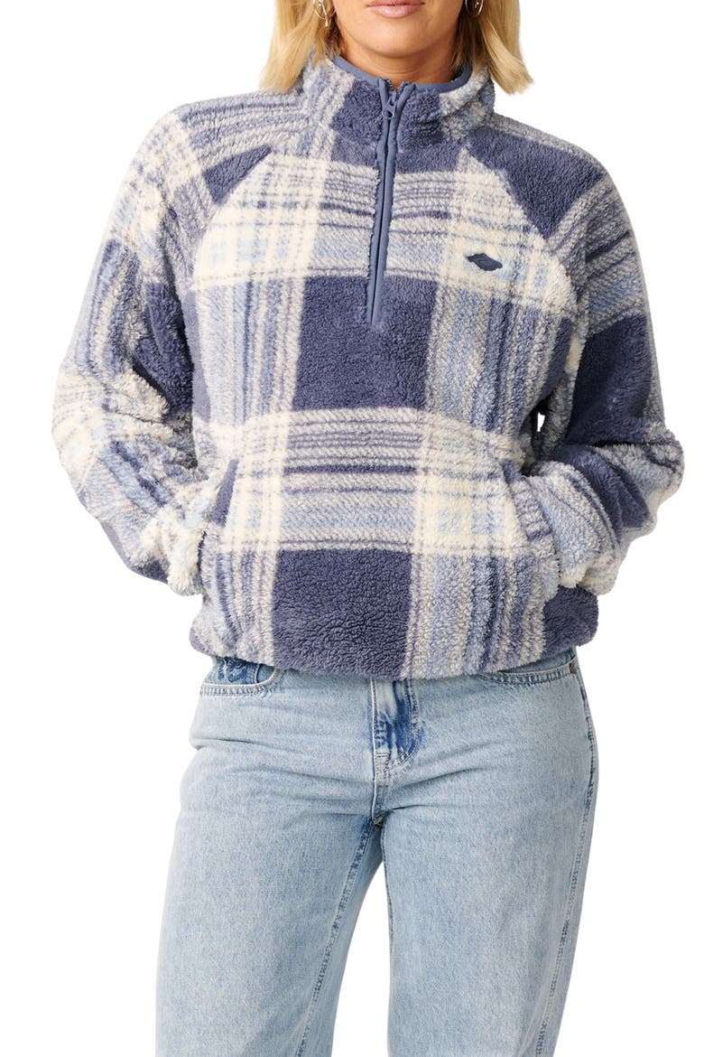 Paraiso High Pile Fleece Quarter Zip Pullover, Main, color, BLUE