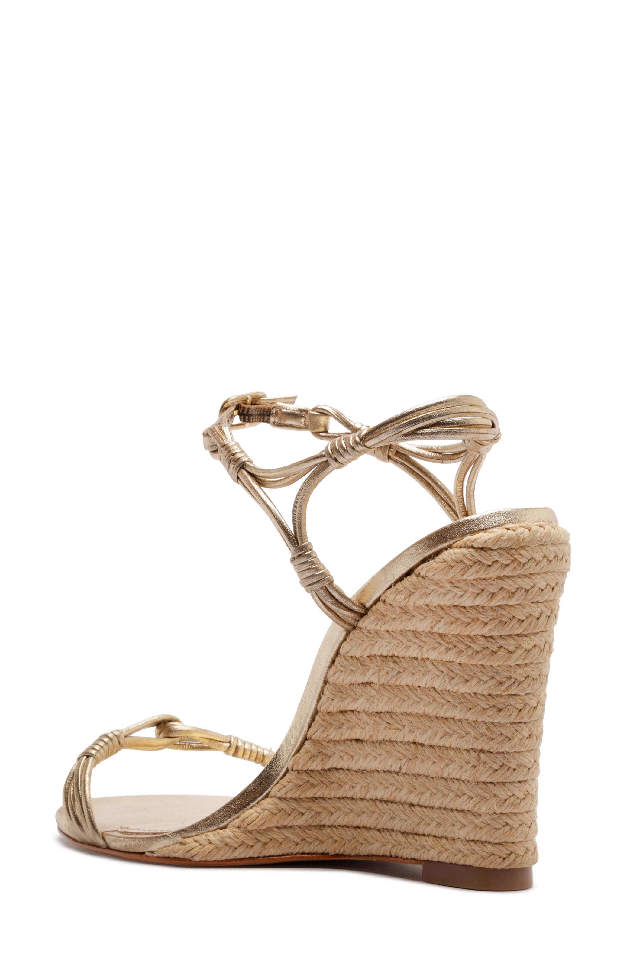 Schutz Nara Ankle Strap Wedge Sandal, Alternate, color, Platina