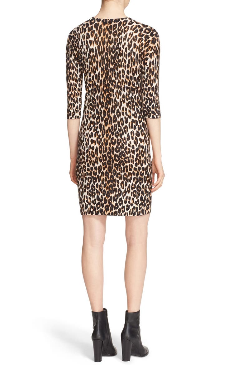 'Marta' Leopard Print Silk & Cashmere Knit Dress, Alternate, color, NATURAL