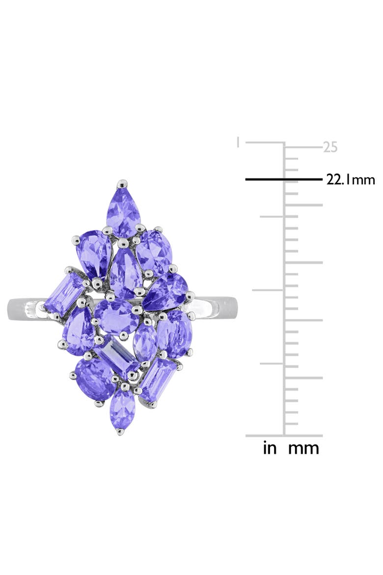Gemstone Cluster Cocktail Ring Sterling Silver, Alternate, color, Tanzanite