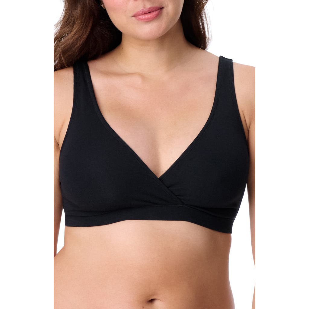 Motherhood Maternity Maternity Cotton Wrap Front Nursing Sleep Bralette, 2-pack In Black