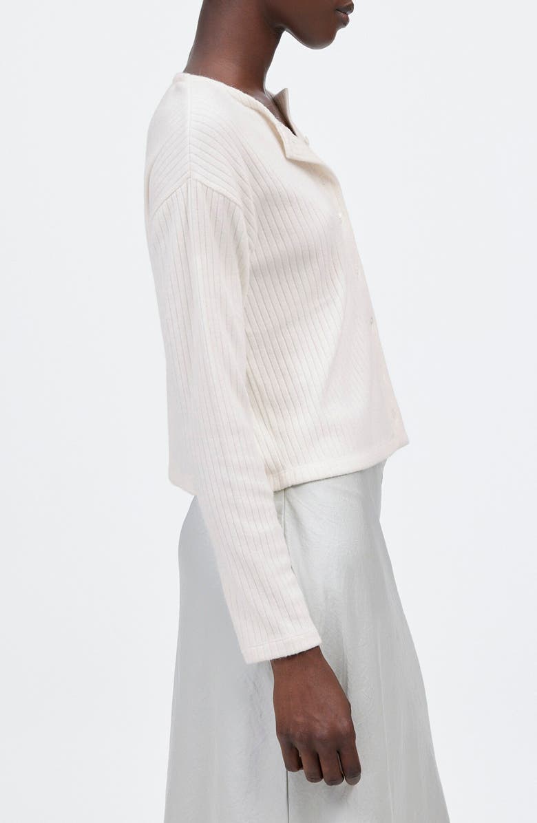 Madewell Relaxed Rib Button Front Cardigan, Alternate, color, Winter White