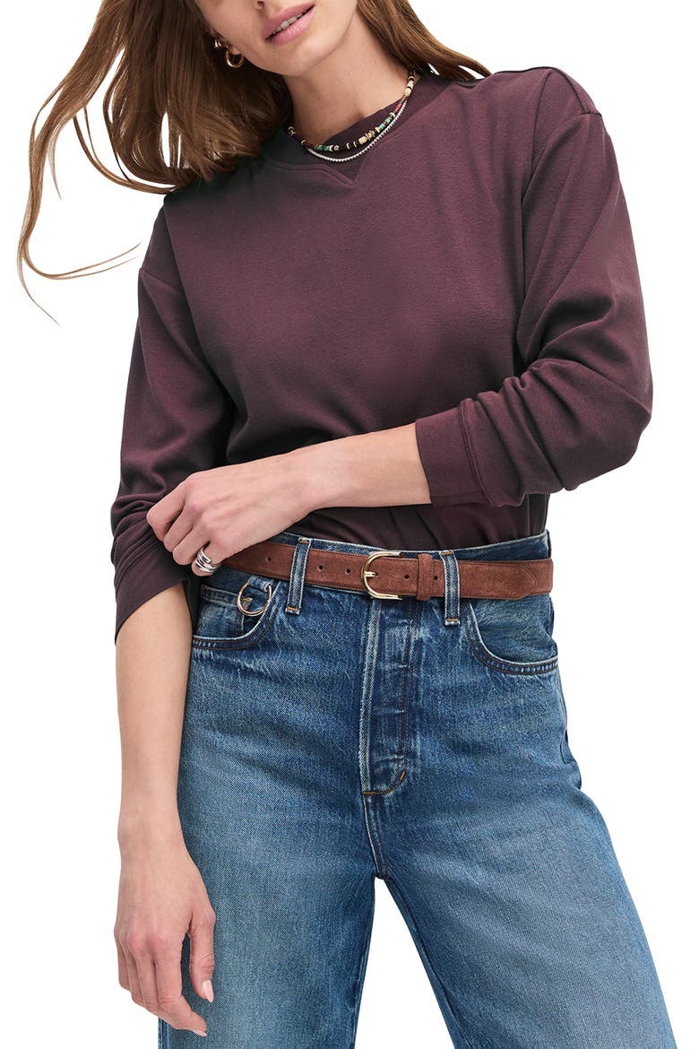 The Everyday Long Sleeve Cotton T-Shirt, Alternate, color, BURGUNDY DAHLIA