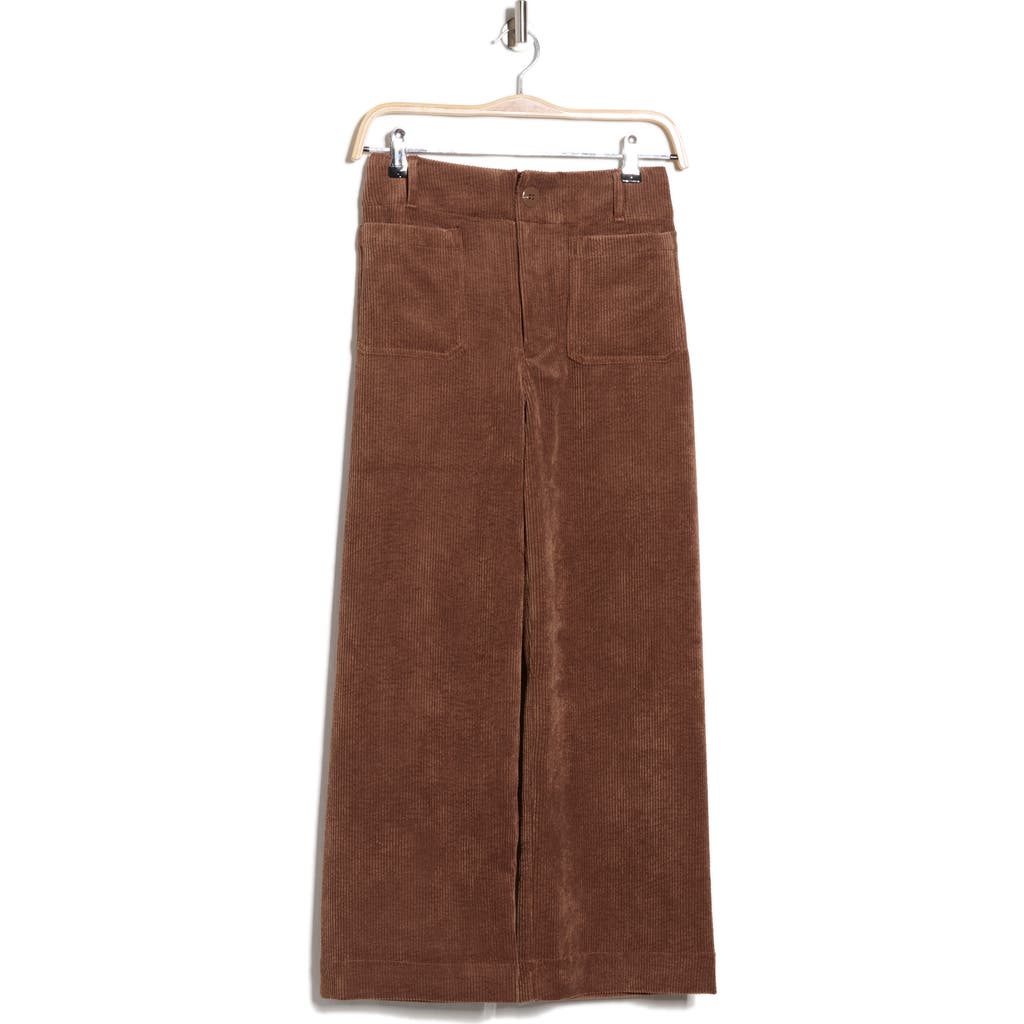 T Tahari Wide Leg Cropped Corduroy Pants In Brown