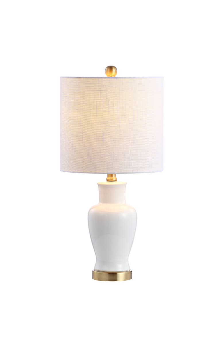 JONATHAN Y Chi Ceramic/Iron Modern Classic LED Table Lamp, Main, color, White
