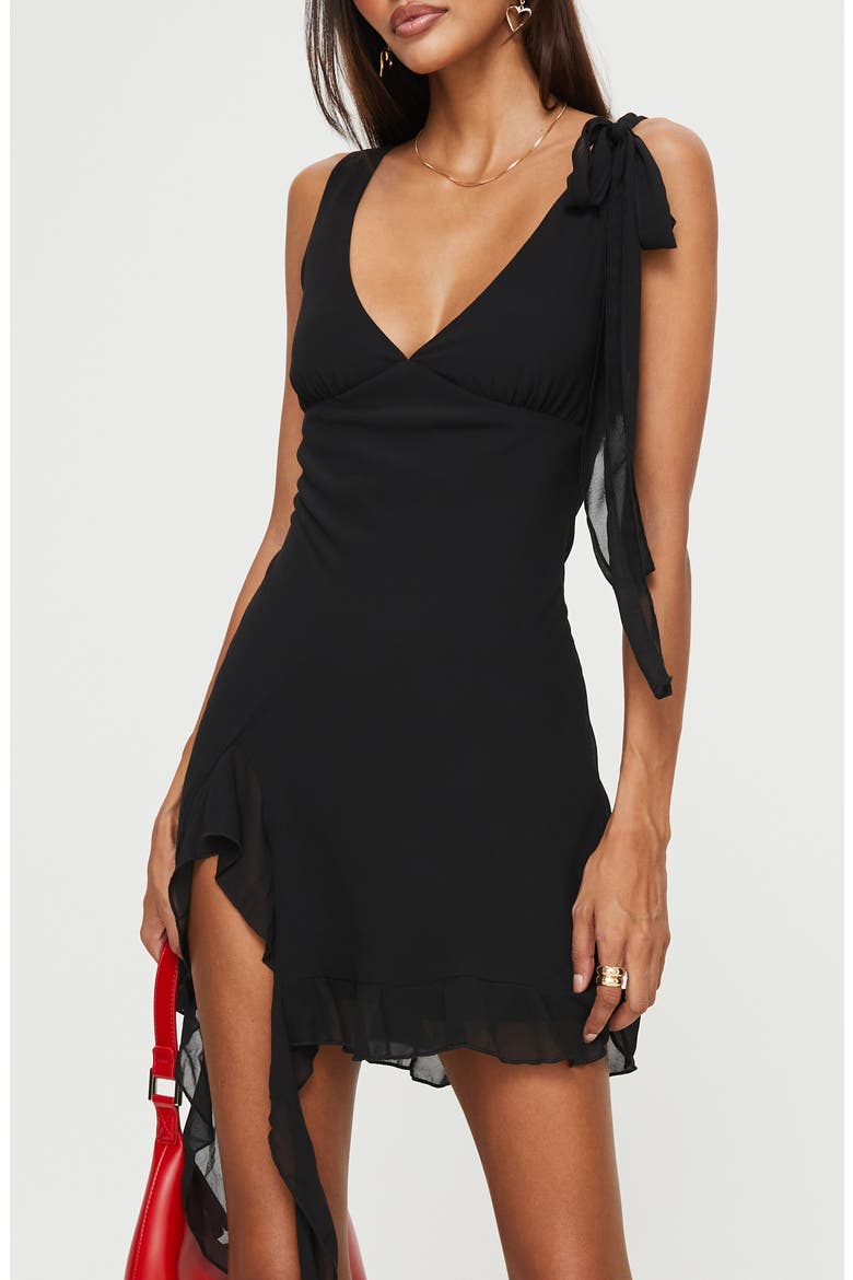 Varney Ruffle Chiffon Minidress, Alternate, color, BLACK