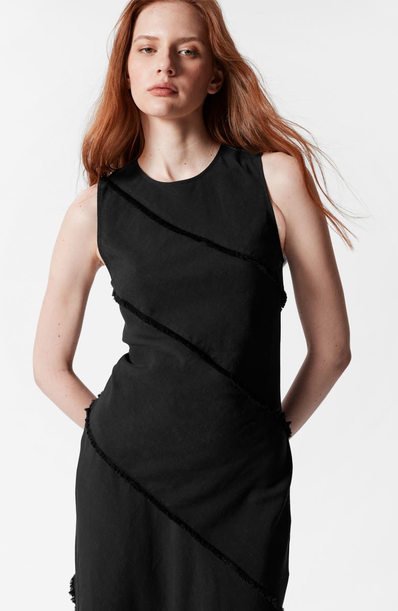 & Other Stories Sleeveless Midi Dress, Alternate, color, Black Dark