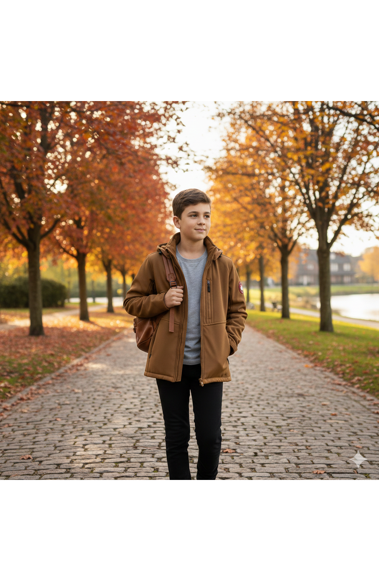 CANADA WEATHER GEAR Boys
  Softshell Hooded Jacket, Alternate, color, Oak