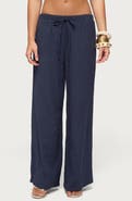 EDIKTED Viktoria Cotton Crinkle Gauze Wide Leg Drawstring Pants
