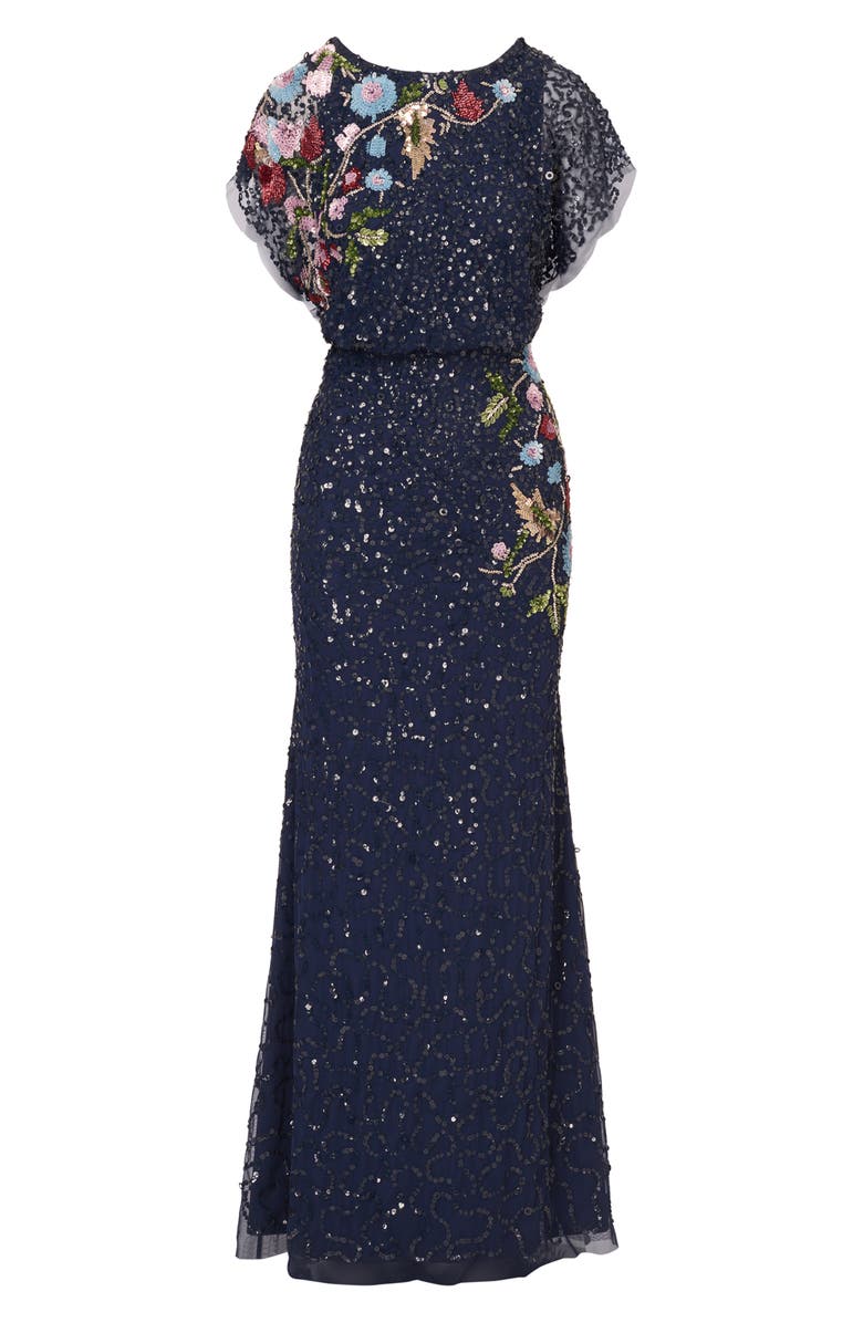 Adrianna Papell Beaded Mermaid Gown, Alternate, color, 