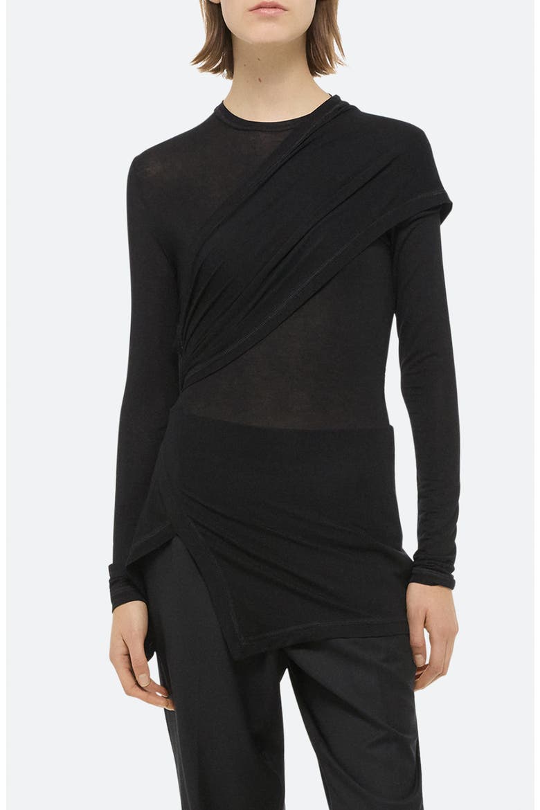 Protection Draped Asymmetric Top, Main, color, BLACK