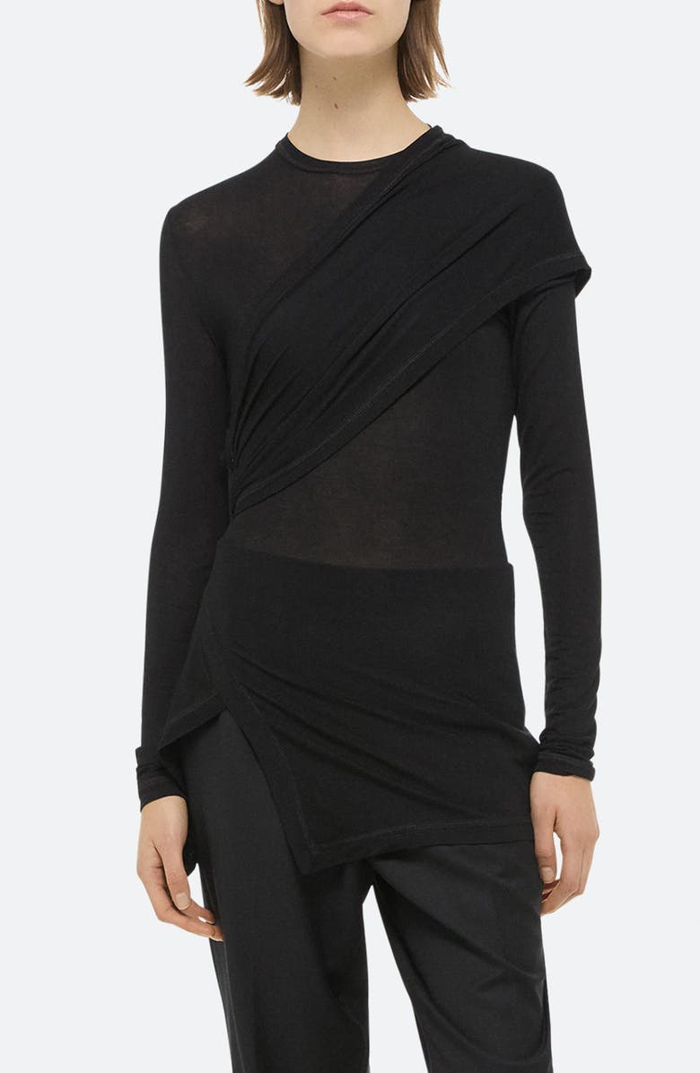 Helmut Lang Protection Draped Asymmetric Top, Main, color, Black