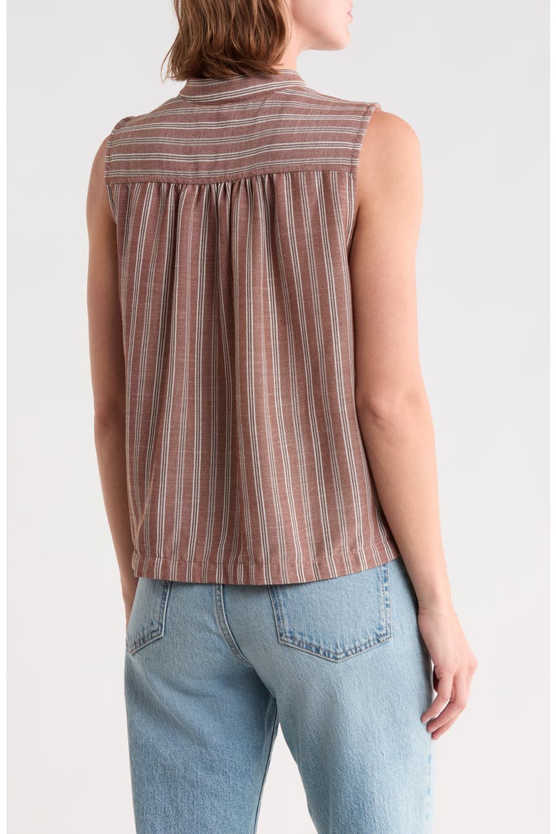 Striped Sleeveless Stand Collar Top, Alternate, color, MOCHA STRIPE