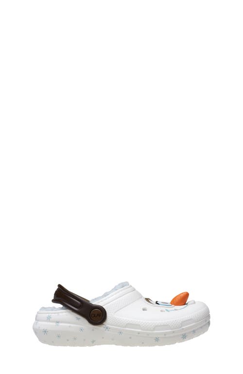 Crocs X Disney Kids' 'frozen' Olaf Classic Faux Fur Lined Clog In Beige/multi