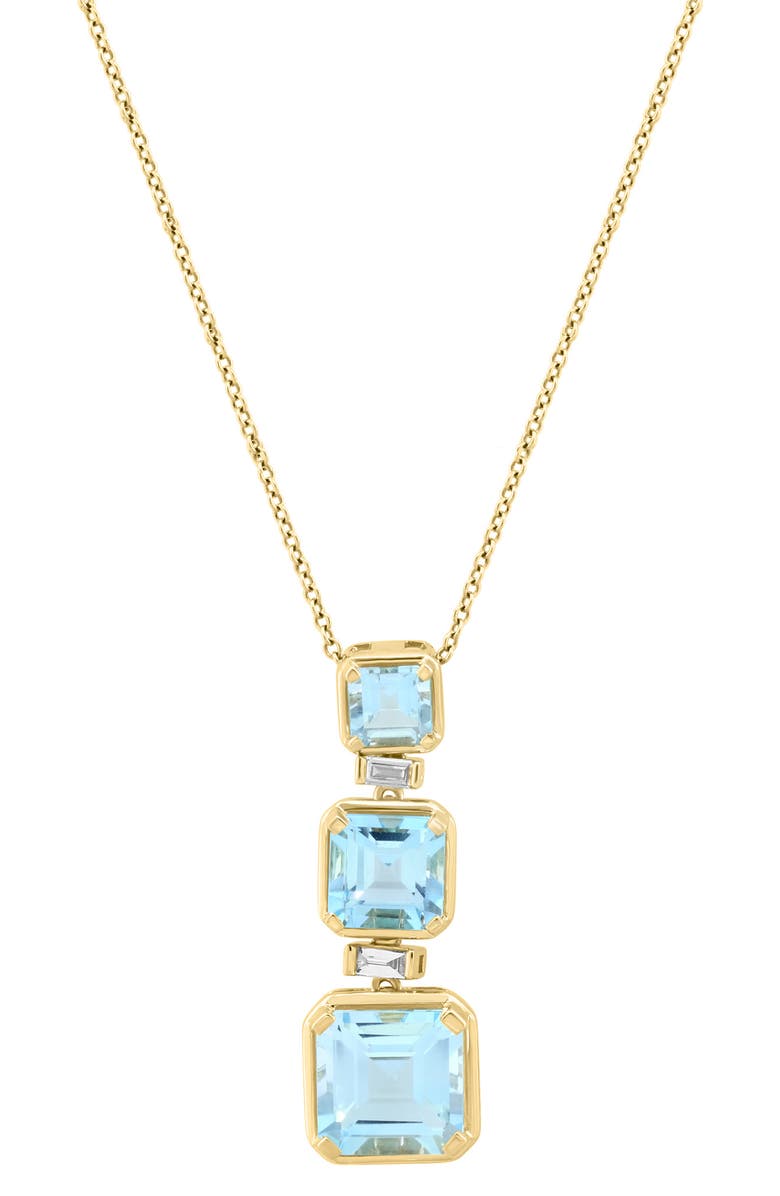 EFFY 14K Yellow Gold Blue Topaz & Diamond Pendant Necklace, Main, color, 