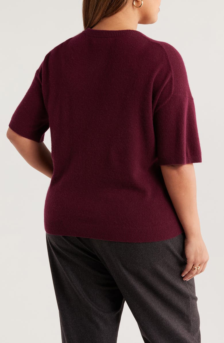 Nordstrom Short Sleeve Cashmere Sweater, Alternate, color, Burgundy Field
