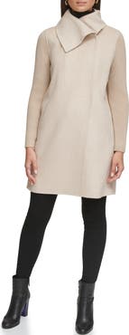 Kenneth Cole New York Rib Sleeve Mixed Media Coat