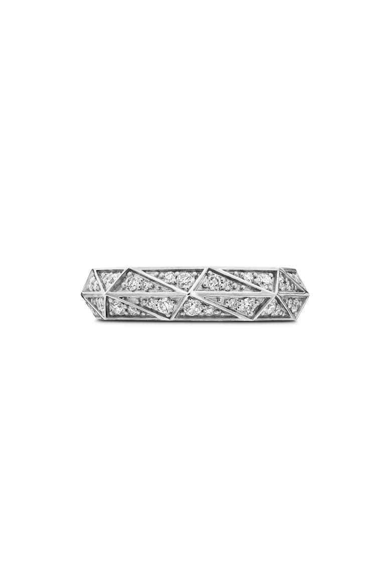 Torqued Faceted Band Ring in Sterling Silver with Pavé Diamonds, Alternate, color, STERLING SILVER