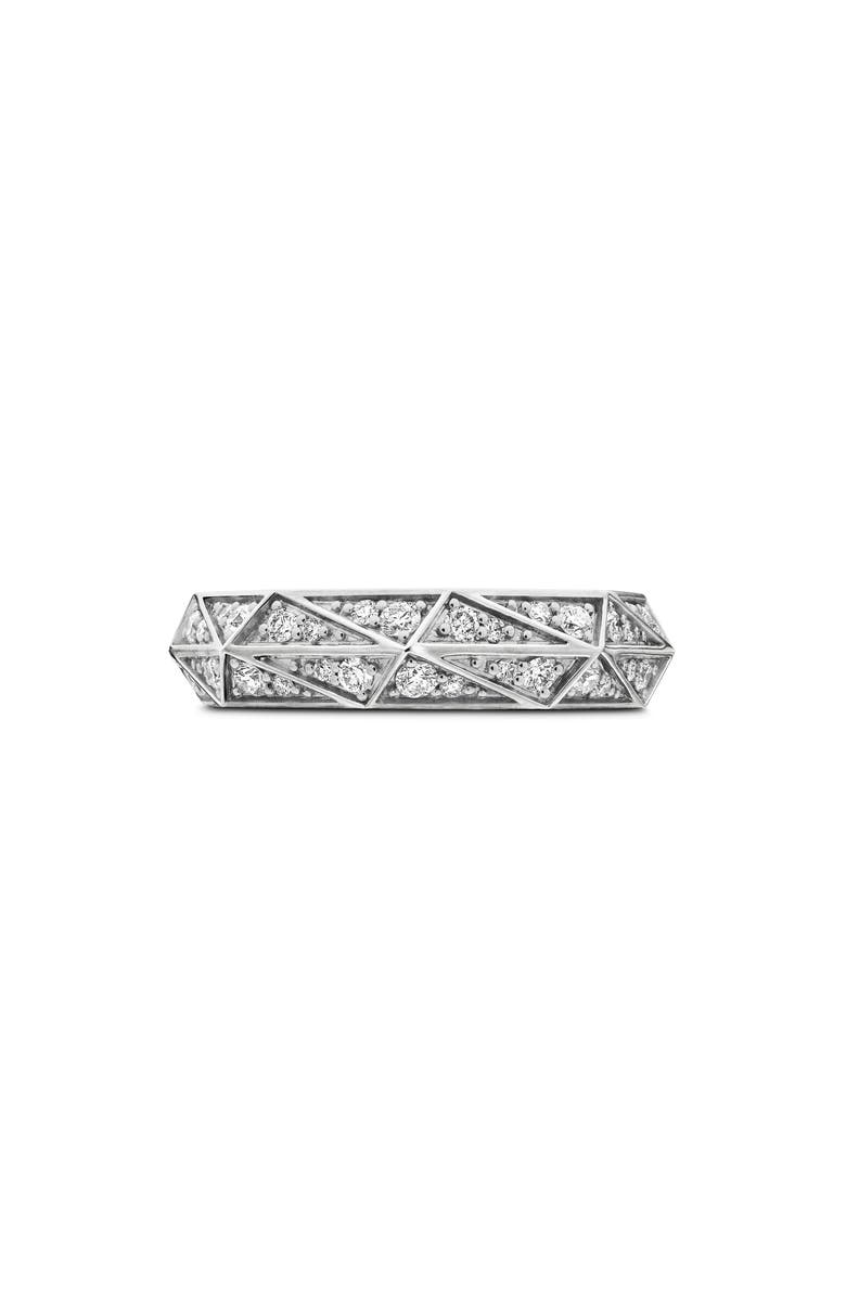 David Yurman Torqued Faceted Band Ring in Sterling Silver with Pavé Diamonds, Alternate, color, Sterling Silver