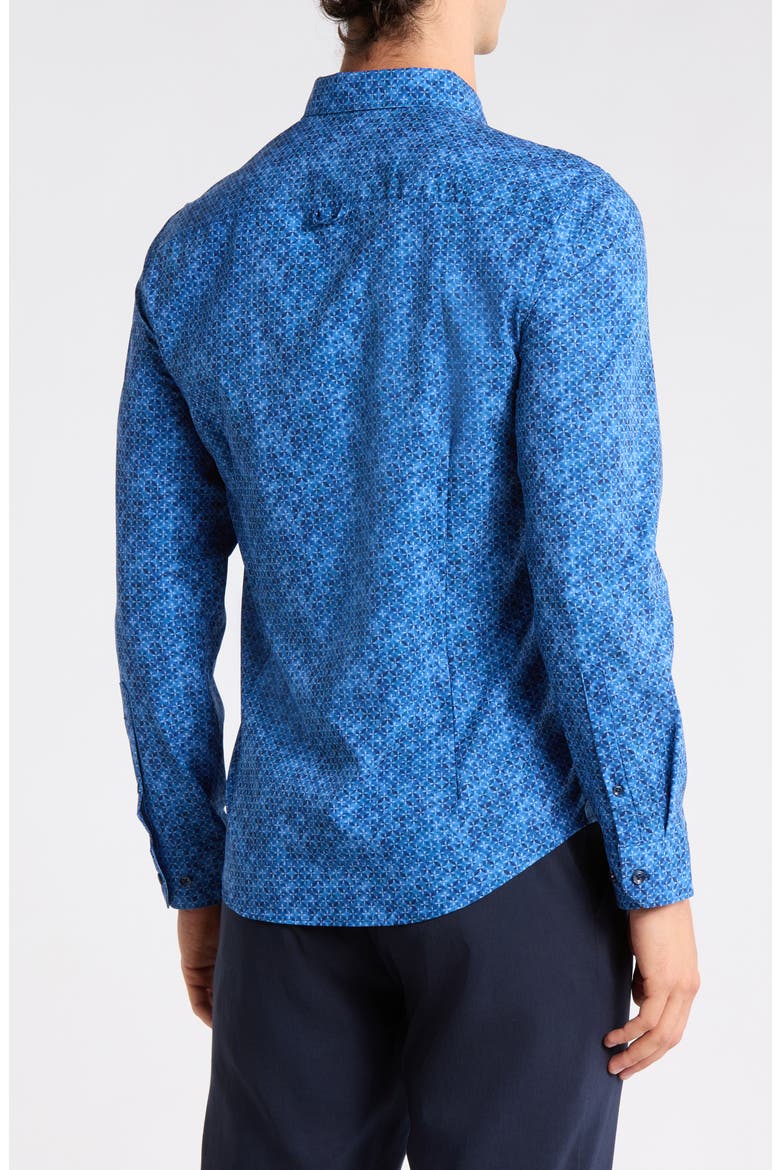 Abstract Circle Diamond Button-Up Shirt, Alternate, color, LIGHT BLUE/ NAVY