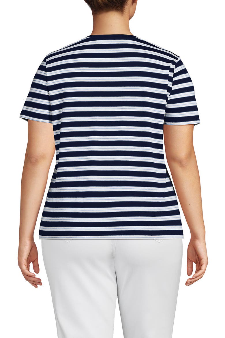 Plus Size Relaxed Supima Cotton Crew Neck T-Shirt, Alternate, color, Deep Sea/Blue Multi Stripe