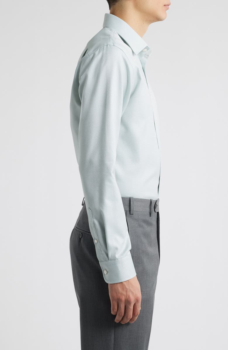 Nordstrom Premium Non-Iron Trim Fit Dress Shirt, Alternate, color, White- Green Triangle Pat