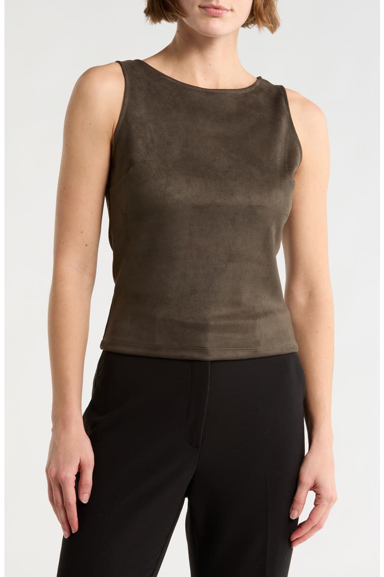 Faux Suede Sleeveless Top, Main, color, OLIVE