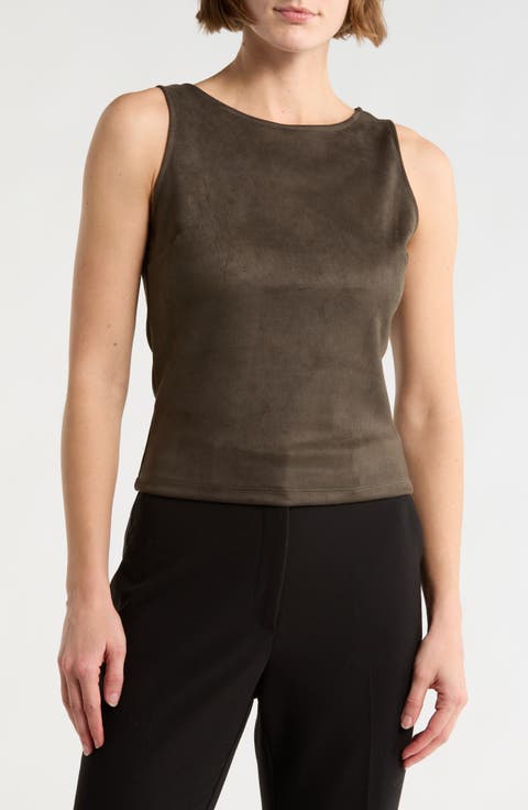 Faux Suede Sleeveless Top
