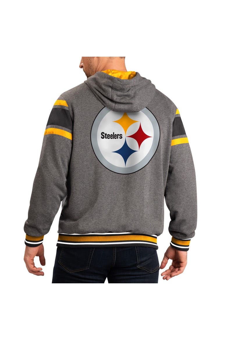 Men's G-III Sports by Carl Banks Black/Gray Pittsburgh Steelers Extreme Full Back Reversible Hoodie Full-Zip Jacket, Alternate, color, Black