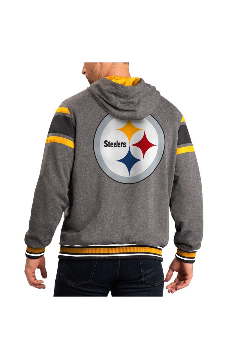 G-III SPORTS BY CARL BANKS Men's G-III Sports by Carl Banks Black/Gray Pittsburgh Steelers Extreme Full Back Reversible Hoodie Full-Zip Jacket, Alternate, color, Black