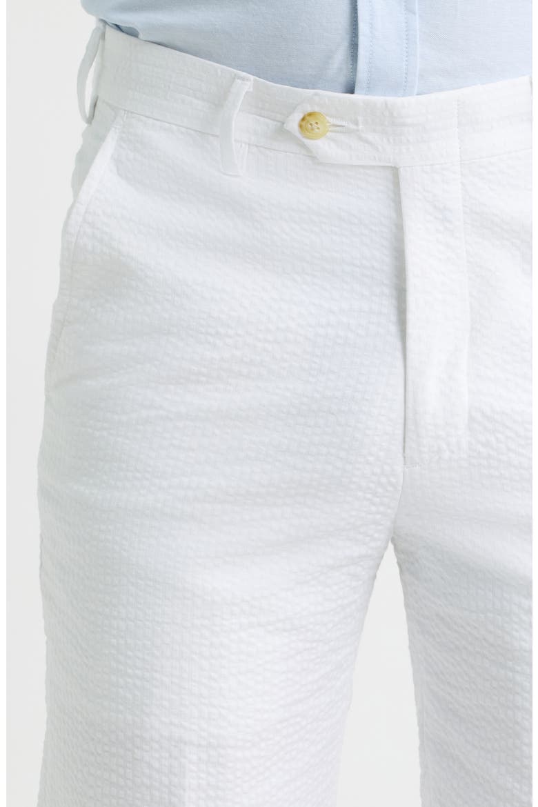 Flat Front Stripe Cotton Seersucker Pants, Alternate, color, WHITE
