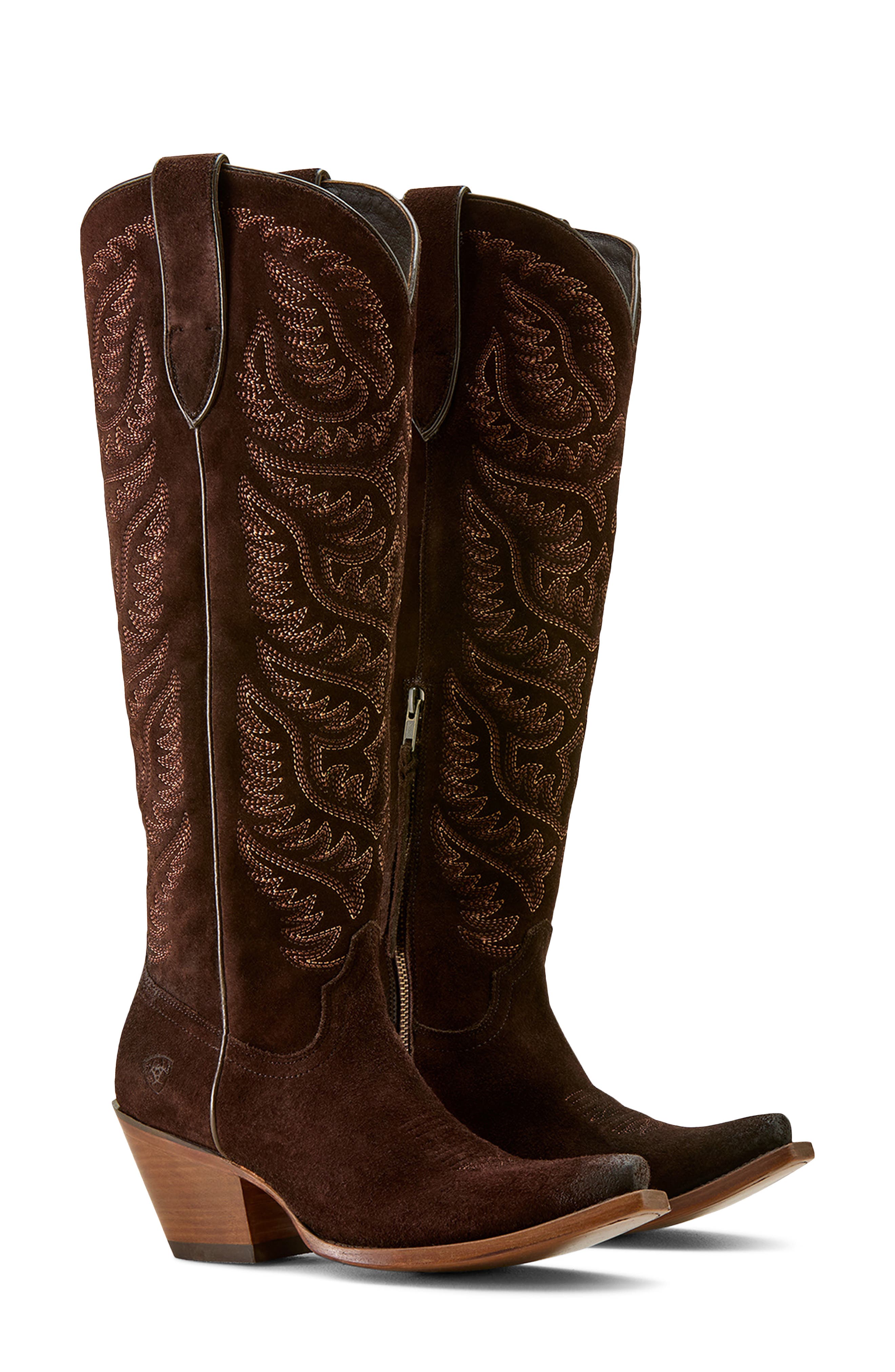 Ariat Laramie X Toe Knee High Western Boot, Alternate, color, French Roast Suede
