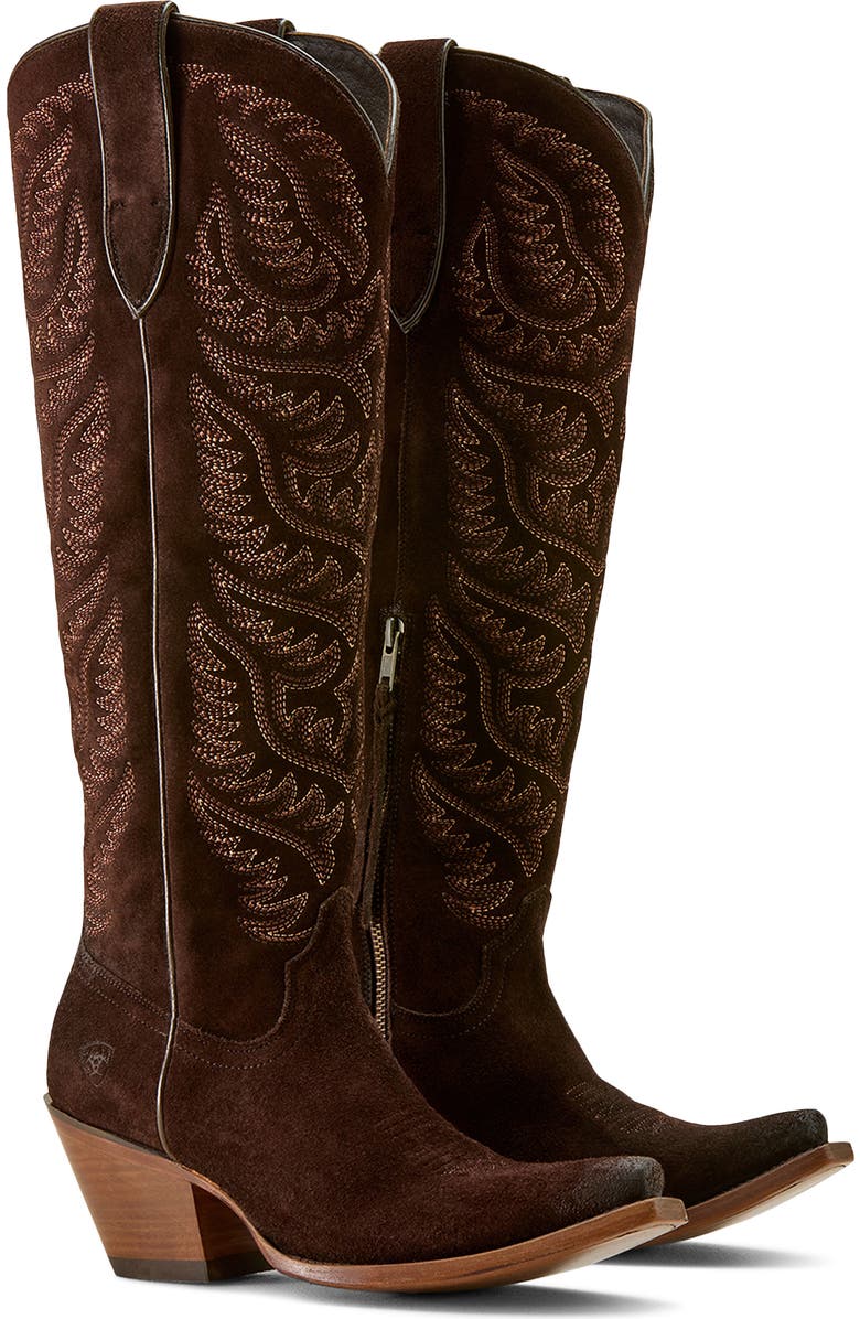 Ariat Laramie X Toe Knee High Western Boot, Alternate, color, French Roast Suede