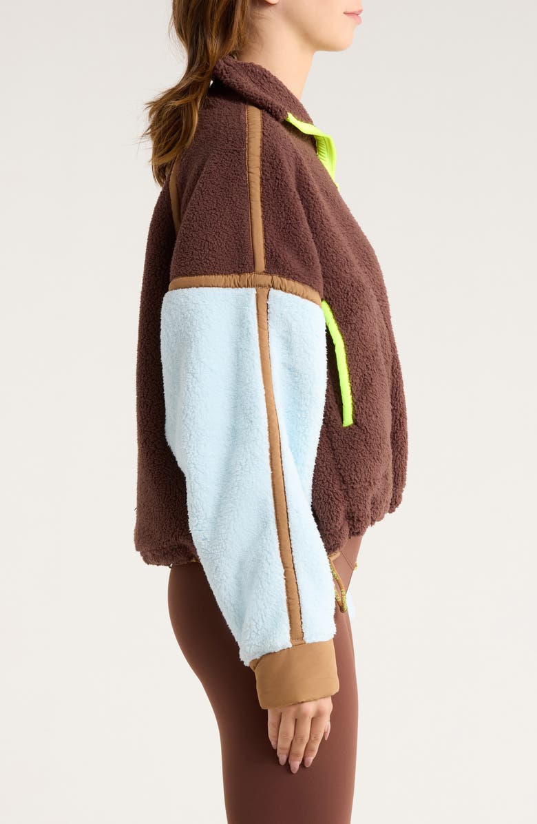 Free People FP Movement Mountain High Fleece Half Zip Pullover, Alternate, color, Cocoa Sky Combo